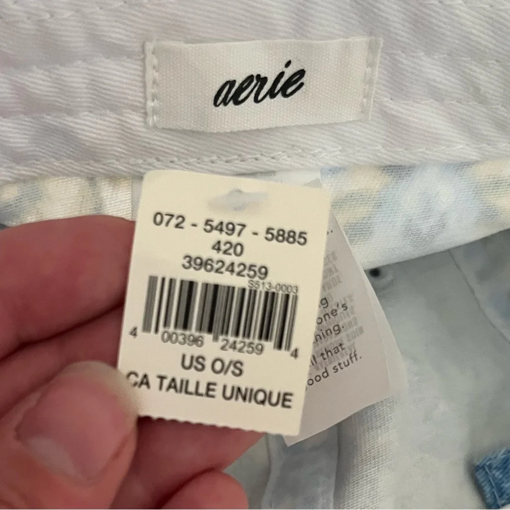 NWT Aerie Blue Floral Distressed Baseball Cap - Picture 2 of 5